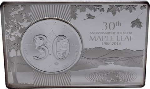 Kanada-5 Dollar MapleLeaf in Barren-1988-2018-AGpp-VS