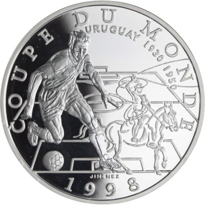 Frankreich-10 Francs-1996-AGpp-World Cup 1998-Fußballer Reiter-RS