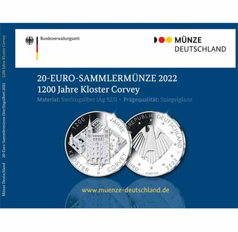 Deutschland--20Euro-2022-AG-PP-Kloster-Corvey-VS-RS-Folder