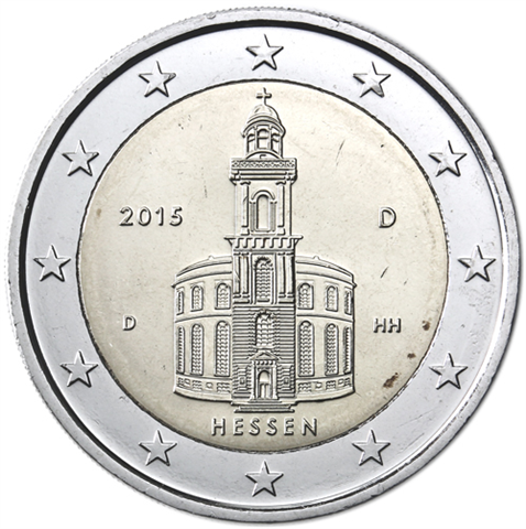 Deutschland-2Euro-2015bfr-Paulskirche-Münzzeichen-D-RS
