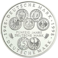 Deutschland 10 DM Silber 1998 Stgl. 50 Jahre Deutsche Mark I