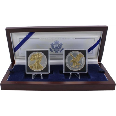 USA-2x1Dollar-2021-AGstgl-vergoldet-Eagle-Etui