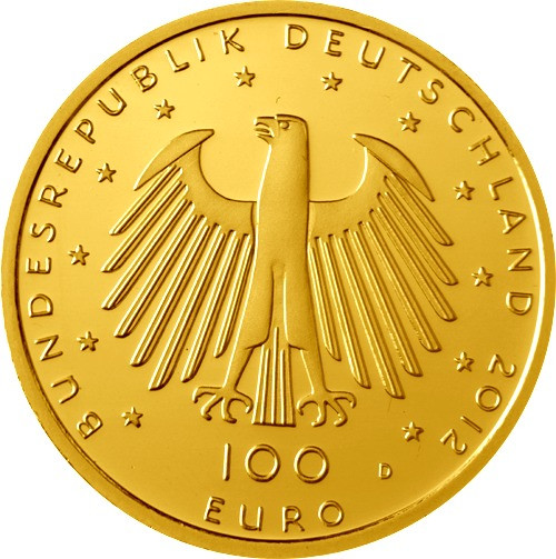 Deutschland 100 Euro 2012 stgl. UNESCO Welterbe Aachen Mzz. nach HISTORIA-Wahl