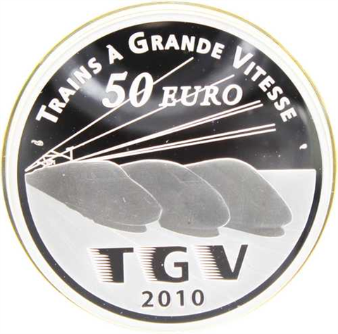 Frankreich-50Euro-2010-AGpp-TGV-Etui