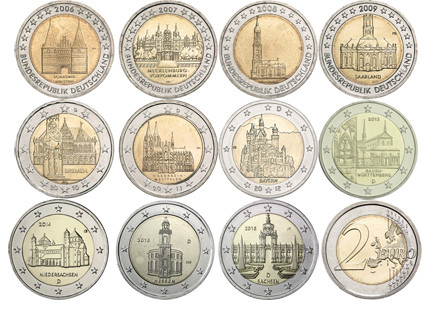 BRD 2 Euro Gedenkmünzen Wahrzeichen Bundesländer Komplett Angeobt Mzz. A - J 