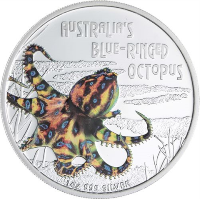 Tuvalu-1 Dollar-2008-AGpp-Octopus-Farbe-RS