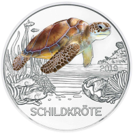 Österreich-3-Euro-2019-Schildkröte-Tiertaler-handgehoben-in-Münzkapsel-1
