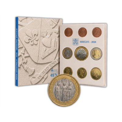 Vatikan-8,88-Euro-2026-Kms-Stgl-Papst-Leo-mit-5-Euro-Assisi