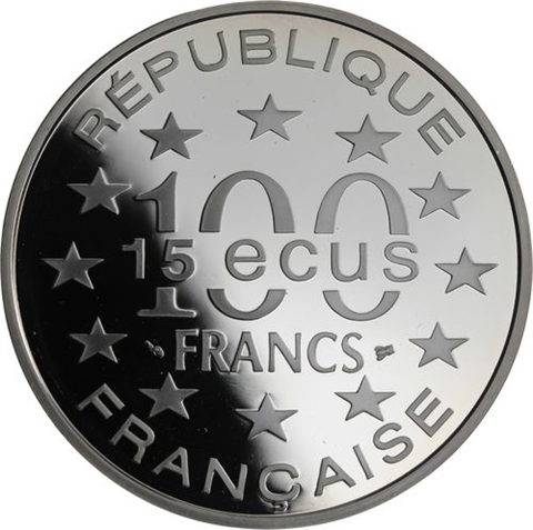 Frankreich-100 Francs 15 Ecus-1993-AGpp-Brandenburger Tor-RS