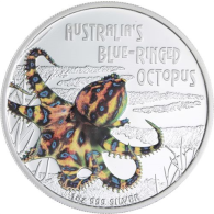 Tuvalu-1 Dollar-2008-AGpp-Octopus-Farbe-RS