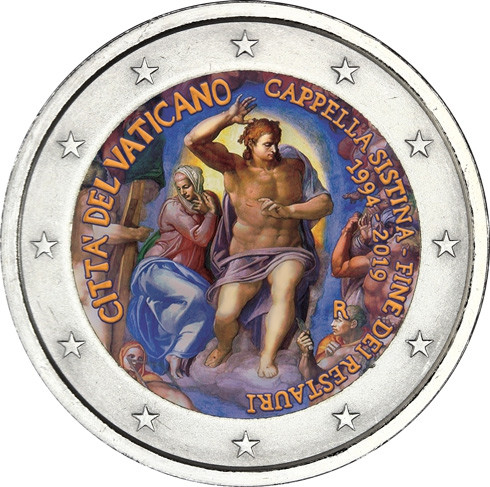 Vatikan 2 Euro - Gedenkmünze  2019 25 J. Restaurierung der Sixtinischen Kapelle in Farbe