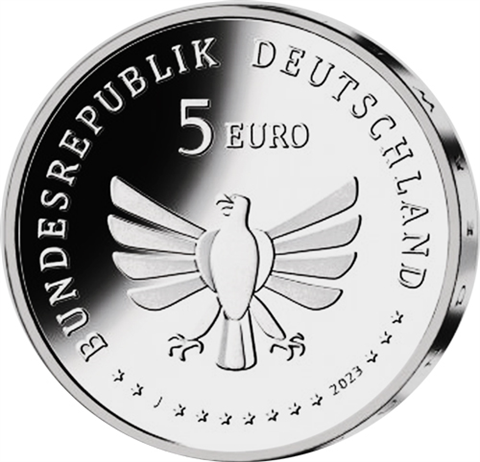 Deutschland-5Euro-2023-Wunderwelt-Insekten-Schwalbenschwanz-RS