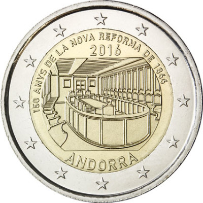 Andorra 2 Euro 2016 bfr. 150.jähriges Jubiläum der Neuen Reform von 1866