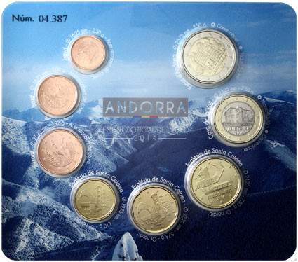 Andorra 3,88 Euro 2014 bfr KMS  1 Cent bis 2 Euro im Folder