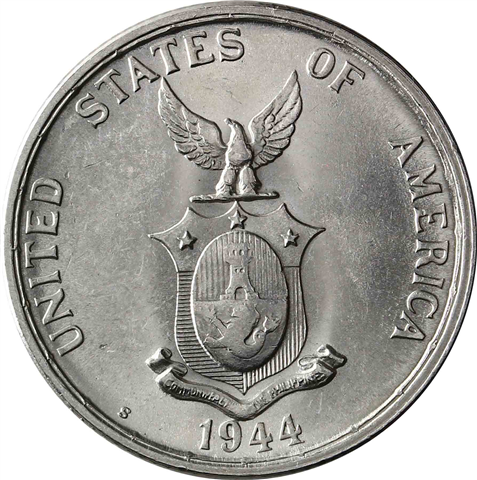 Philippinen 50 Centavos 1944 bfr Stehende Filipinas mit Ambos II