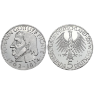 5 DM 1964 Johann Gottlieb Fichte I und II