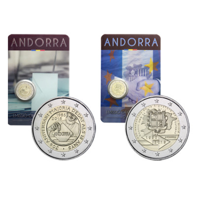 2 x 2 Andorra Gedenkmünzen 2015