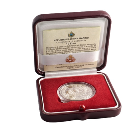 SanMarino10Euro-2009-AgPP-10JahreWWU-Etui