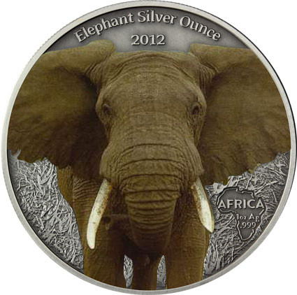 Silbermünze Gabun Elefante 2012