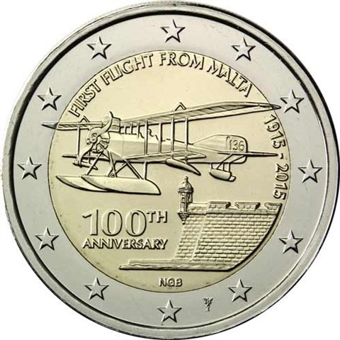 Malta-2Euro-2015-Stgl-CoinCard-ErsterFlug-RS