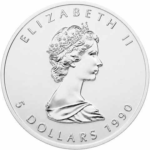 Kanada-5-Dollar-1990-1-Unze-Silber-Maple-Leaf-RS