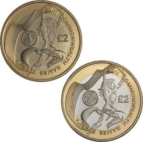 Großbritannien-4x2Pfund-2002-AGstgl-vergoldet-Manchster Commonwealth Games-Etui