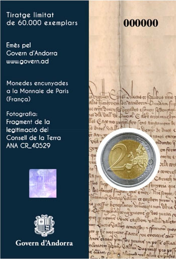 2 Euro-Gedenkmünzen 600. Jahrestag des Consell de la Terra aus Andorra bestellen
