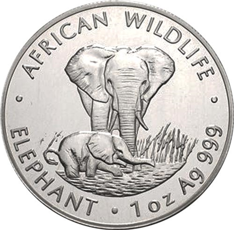 Sambia-5000-Kwacha-1999-Silber-Elefant-RS
