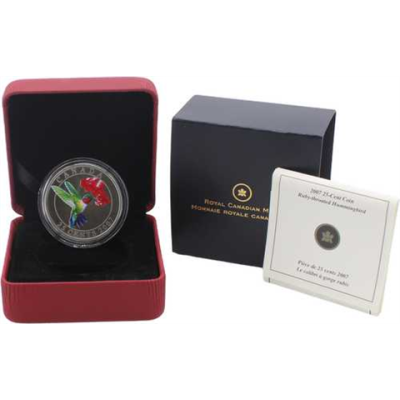 Kanada-25Cent-2007-AGstgl-Farbe-Hummingbird-Etui
