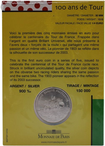 Frankreich-1_4Euro-2003-AGstgl-TDF100JahreTourdeFrance-Blister-RS