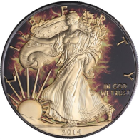 USA-1 Dollar-2014-AGstgl-Burning Liberty-Black-Ruth-vergoldet-RS