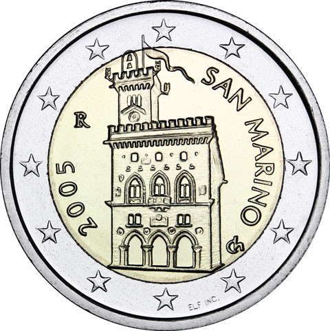 2 Euro Kursmünzen Raritäten aus San Marino Regierungspalst  und Monaco  Fürst Rainer III