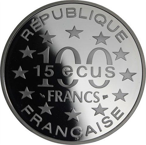 Frankreich-100 Francs 15 Ecus-1993-AGpp-Triumphbogen-RS