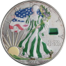 USA-1 Dollar-2010-AGstgl-Silver Eagle-Diamant-Farbe-Grün-RS