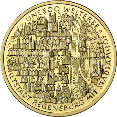 Deutschland 100 Euro 2016 stgl. UNESCO Welterbe : Altstadt Regensburg Mzz. Historia Wahl