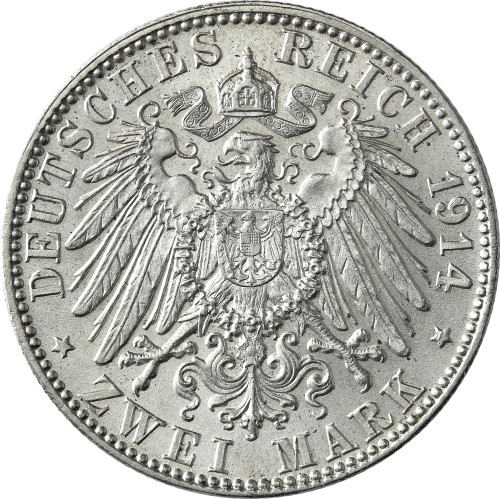 Kaiserreich 2 Mark 1914 König Ludwig III. von Bayern J.51