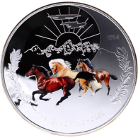 Tokelau-1 Dollar-2014-AGpp-Drei Pferde Ying Yang-Farbe-RS