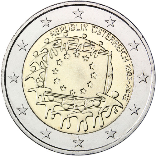 EU Flagge 2 Euro Münzen Österreich Gemeinschaftsausgabe