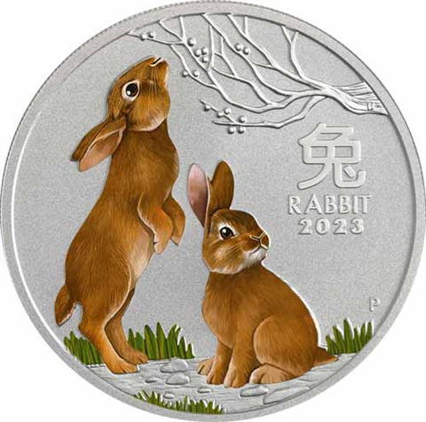 Australien-1-Dollar-2023-AGstgl-Lunar-Hase-Farbe-RS1