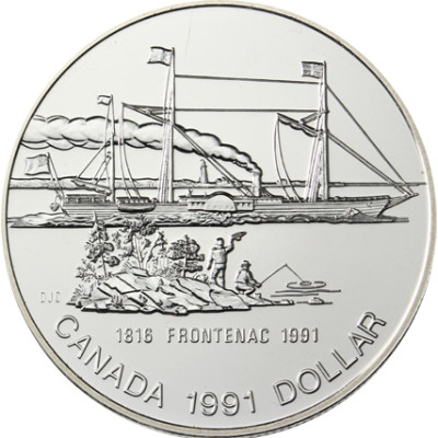 Kanada 1 Dollar 1991 Silber  Dampfschiff  Frontenac