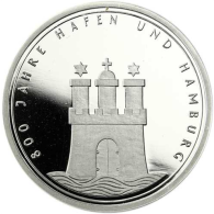 Deutschland 10 DM Silber 1989 PP 800 Jahre Hafen und Hamburg I