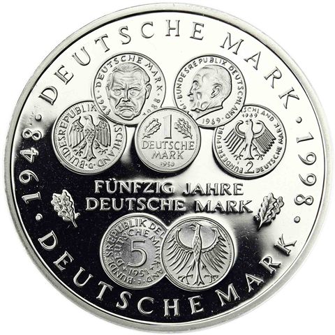 Deutschland 10 DM Silber 1998 PP 50 Jahre Deutsche Mark I