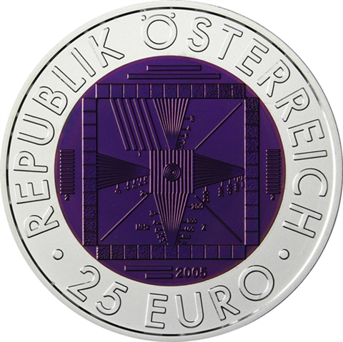 Österreich-25Euro-2005+AgNiob-Fernsehen-RS