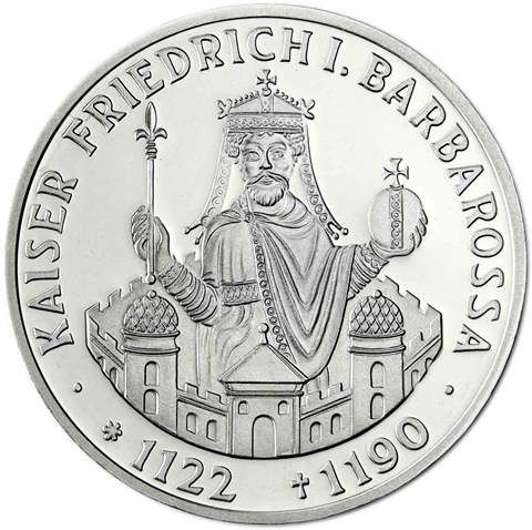 Deutschland 10 DM Silber 1990 Stgl. Kaiser Friedrich I. Barbarossa I