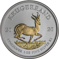 Süd Afrika-1 Rand-2020-AGstgl-vergoldet-Krügerrand-RS