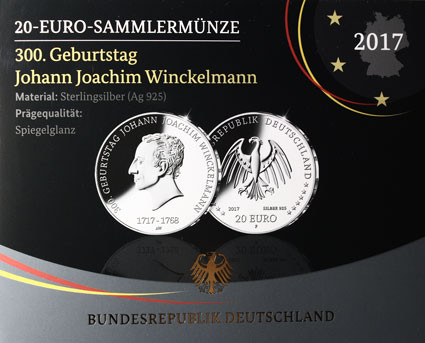 20 Euro Silber Sammlermünzen 2017 300. Geb. Johann Joachim Winckelmann 