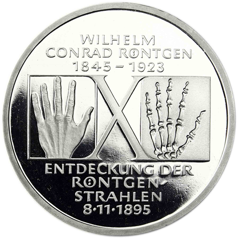 Deutschland 10 DM Silber 1995 PP Wilhelm Korad Röntgen I