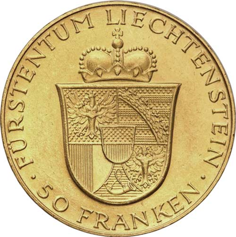 Liechtenstein-50-Franc-Franz-Joseph-II-1956-RS