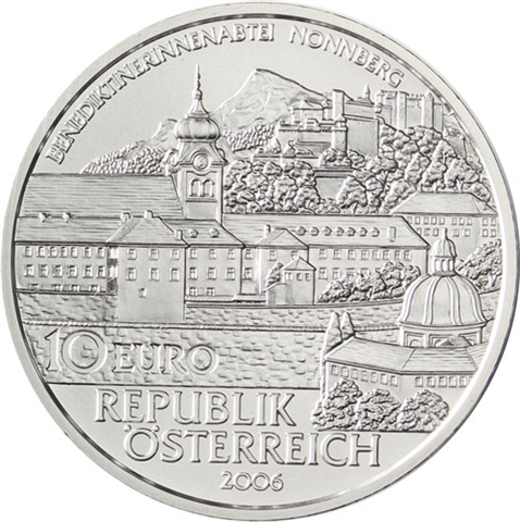 Österreich-10-Euro-2006-Silber-bfr-Benediktinerabtei-Nonnberg-RS