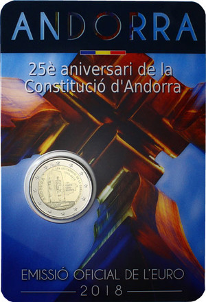 2 Euro Sondermünzen aus Andorra 25 Jahre Verfassung von 2018